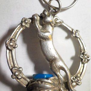 Vintage Lapis & Panther Beautiful  Sterling Silver16"" L Panther  2 1/2" x 1 1/4